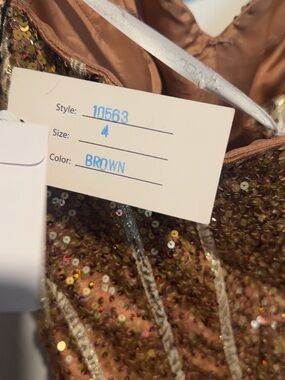 Jovani Brown Sequin Prom Dress